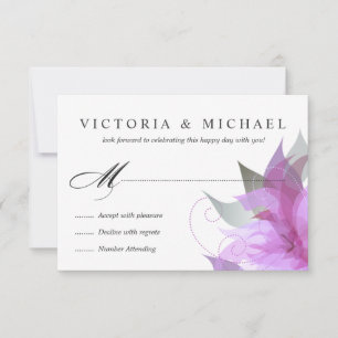 Antwortkarte 2-seitig Orchidee Lila Blumenmuster RSVP Karte