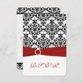 Antwortkarte 2 von rot, weiß und schwarz RSVP karte (Vorne/Hinten)