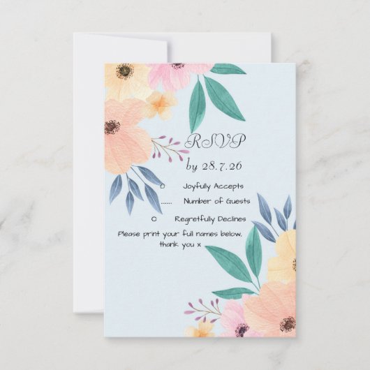 Antwortkarte - Blumenzehen RSVP Karte (Vorderseite)