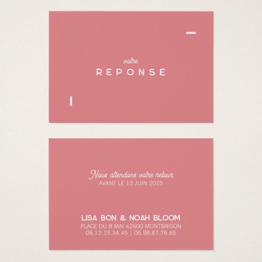 Antwortkarte Colorus - Rose (Vorne & Hinten)