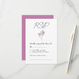 Antwortkarte Elegante Lila Florale Aquarell-Hochze RSVP Karte