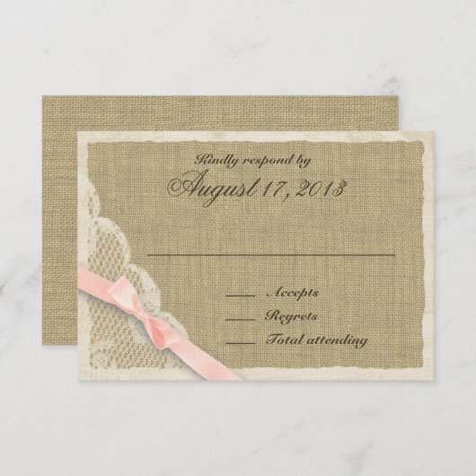 Antwortkarte für antike Spitzen- und Erröstungslan RSVP Karte (Vorne/Hinten)