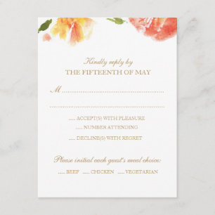 Antwortkarte für Aquarellfarben-Rose RSVP Karte
