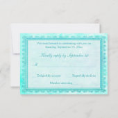 Antwortkarte für blaue und grüne Blumenspitze RSVP Karte (Rückseite)