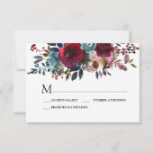 Antwortkarte für Burgund und Weiße UAWG RSVP Karte (Rückseite)