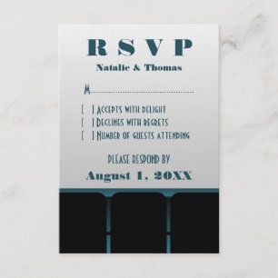 Antwortkarte für das Kino, blau RSVP Karte