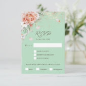Antwortkarte für das Menü "Mint Green & Floral" RSVP Karte (Stehend Vorderseite)