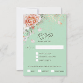 Antwortkarte für das Menü "Mint Green & Floral" RSVP Karte