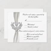 Antwortkarte für das White Ribbon Silver Swans RSVP Karte (Vorne/Hinten)