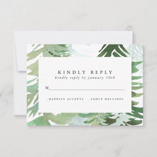 Antwortkarte für den Wald in Aquarellen RSVP Karte (Vorderseite)