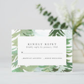Antwortkarte für den Wald in Aquarellen RSVP Karte (Stehend Vorderseite)