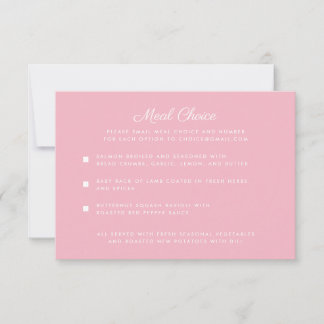 Antwortkarte für die rosa Mahlzeiten RSVP Karte