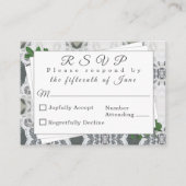 Antwortkarte für die weiße Spitze und die Rose der Begleitkarte (Vorderseite)