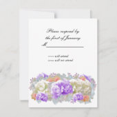 Antwortkarte für Dusty Plum und Apricot Peonies RSVP Karte (Vorderseite)