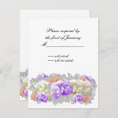 Antwortkarte für Dusty Plum und Apricot Peonies RSVP Karte (Vorne/Hinten)