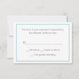 Antwortkarte für eine Aqua- und Weiße Hochzeit RSVP Karte