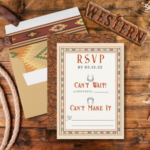 Antwortkarte für eine Old West Frontier-Hochzeit RSVP Karte