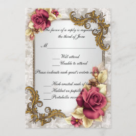 Antwortkarte für Elegante Rote Rosen Einladung