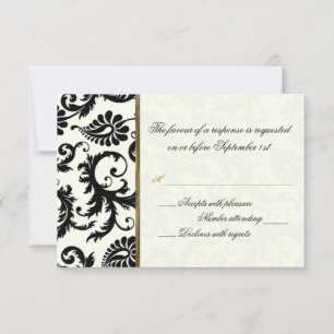 Antwortkarte für Elfenbein, Gold und schwarzen Dam RSVP Karte