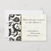 Antwortkarte für Elfenbein, Gold und schwarzen Dam RSVP Karte (Vorderseite)