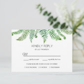 Antwortkarte für grüne Farnen RSVP Karte (Stehend Vorderseite)