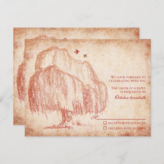 Antwortkarte für Herbst-Willow-Tree RSVP Karte (Vorne/Hinten)