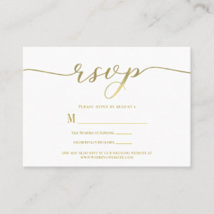 Antwortkarte für Hochzeit mit Goldschrift Visitenkarte
