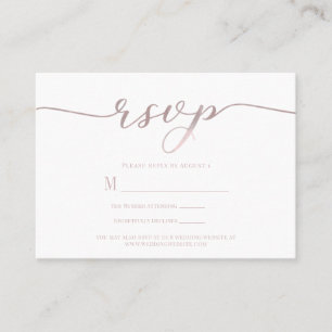 Antwortkarte für Hochzeit mit R.S.V.P. in Rosa-Sch Visitenkarte