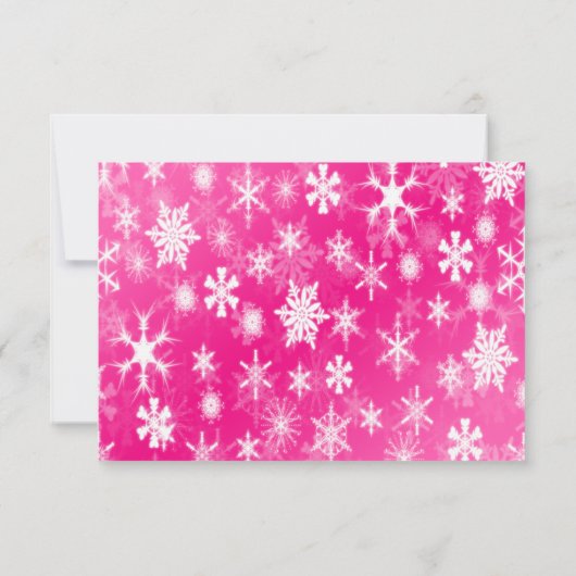 Antwortkarte für Hot Pink und White Snowflakes RSVP Karte (Rückseite)