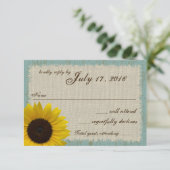 Antwortkarte für Leinen und Barnwood-Sonnenblumen RSVP Karte (Stehend Vorderseite)