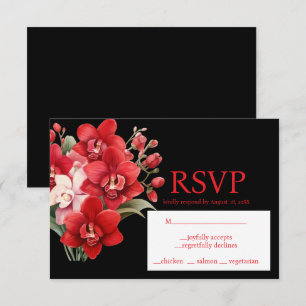 Antwortkarte für Menüauswahl der roten Orchideen RSVP Karte
