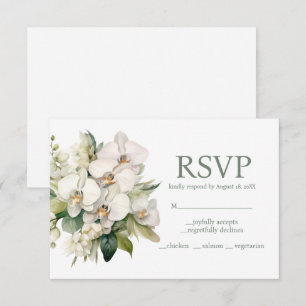 Antwortkarte für Menüauswahl der Weißen Orchideen RSVP Karte