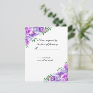 Antwortkarte für Minimalistische violette Blumen RSVP Karte