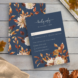 Antwortkarte für Navy Blue Herbstlaubs RSVP Karte