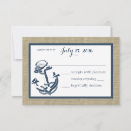 Antwortkarte für Navy Blue und Burlap RSVP Karte