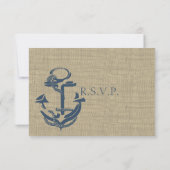 Antwortkarte für Navy Blue und Burlap RSVP Karte (Rückseite)