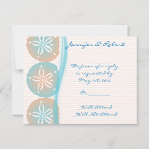 Antwortkarte für Peach und Blue Sand Dollars RSVP Karte