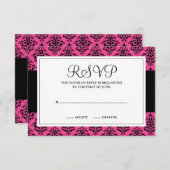 Antwortkarte für rosa und schwarze Damaskus RSVP Karte (Vorne/Hinten)