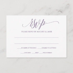 Antwortkarte für RSVP   Luxus-Kalligrafie (Lavende Einladung
