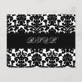 Antwortkarte für Schwarz-Weiß-Damaskus RSVP Karte