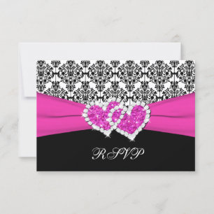 Antwortkarte für Schwarz, Weiß, Rosa Damaskus und RSVP Karte