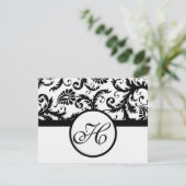 Antwortkarte für schwarze Damaskus - Text auf der RSVP Karte (Stehend Vorderseite)