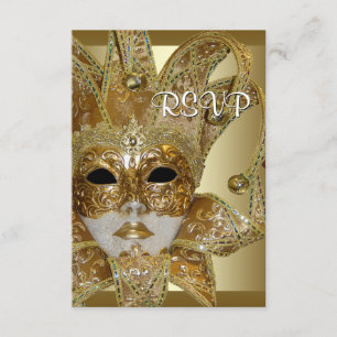 Antwortkarte für Schwarze Gold-Maskenparty RSVP Karte