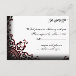 Antwortkarte für schwarze und rote Gothic-Rollen RSVP Karte