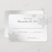 Antwortkarte für Silver Snowflakes RSVP Karte (Vorne/Hinten)