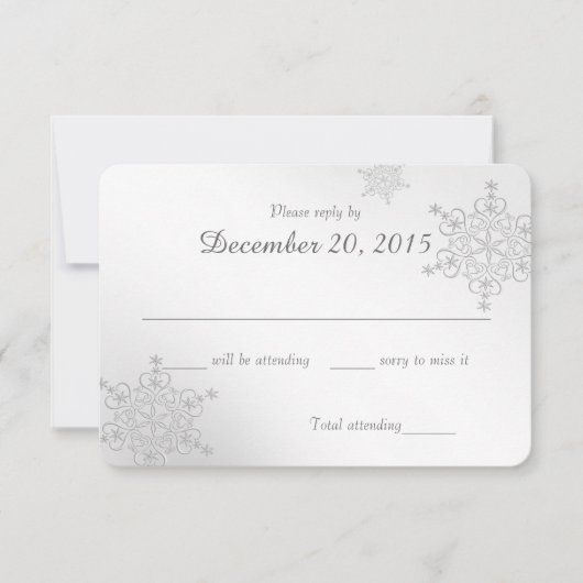 Antwortkarte für Silver Snowflakes RSVP Karte (Vorderseite)