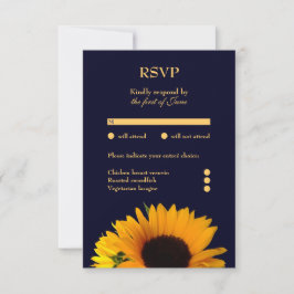 Antwortkarte für Sonnenblumen (Navy Blue) RSVP Karte