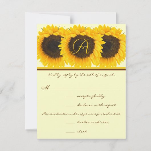 Antwortkarte für Sonnenblumen RSVP Karte (Rückseite)