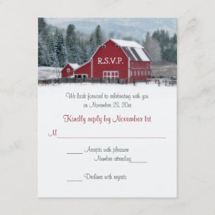 Antwortkarte für Winterhochzeit in der Red Barn Einladung