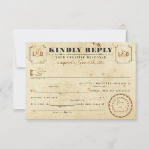 Antwortkarte im Stil von Vintage Telegram Libs RSVP Karte